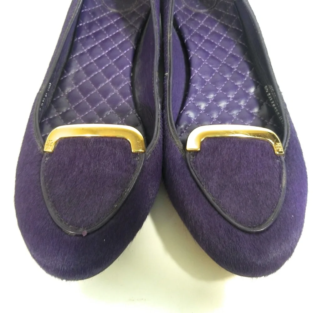 Tory Burch Jess Women Purple Calf Hair Loafers 8 M